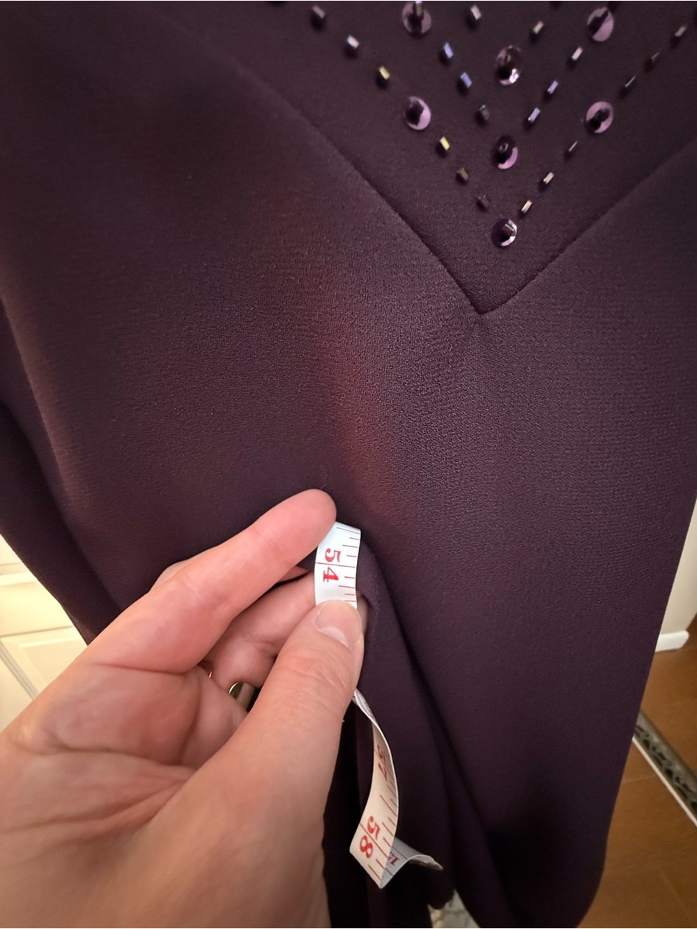 Source Unknown Deep Plum Sleeveless Maxi Dress with Beaded V-Neck - Picture 4 of 12